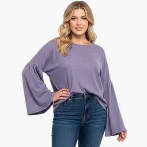 Xhilaration Lilac Waffle Knit Bell Sleeve Top